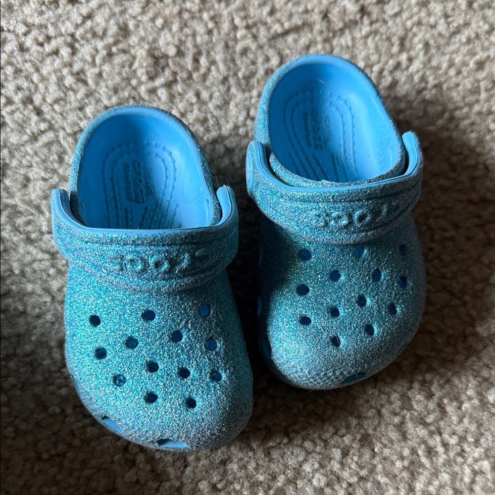 CROCS Kids Glittery Blue Slippers